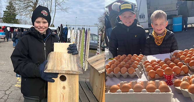 Unga kommuninvånare säljer sina egenproducerade varor på Nossebro marknad tidigare i år.